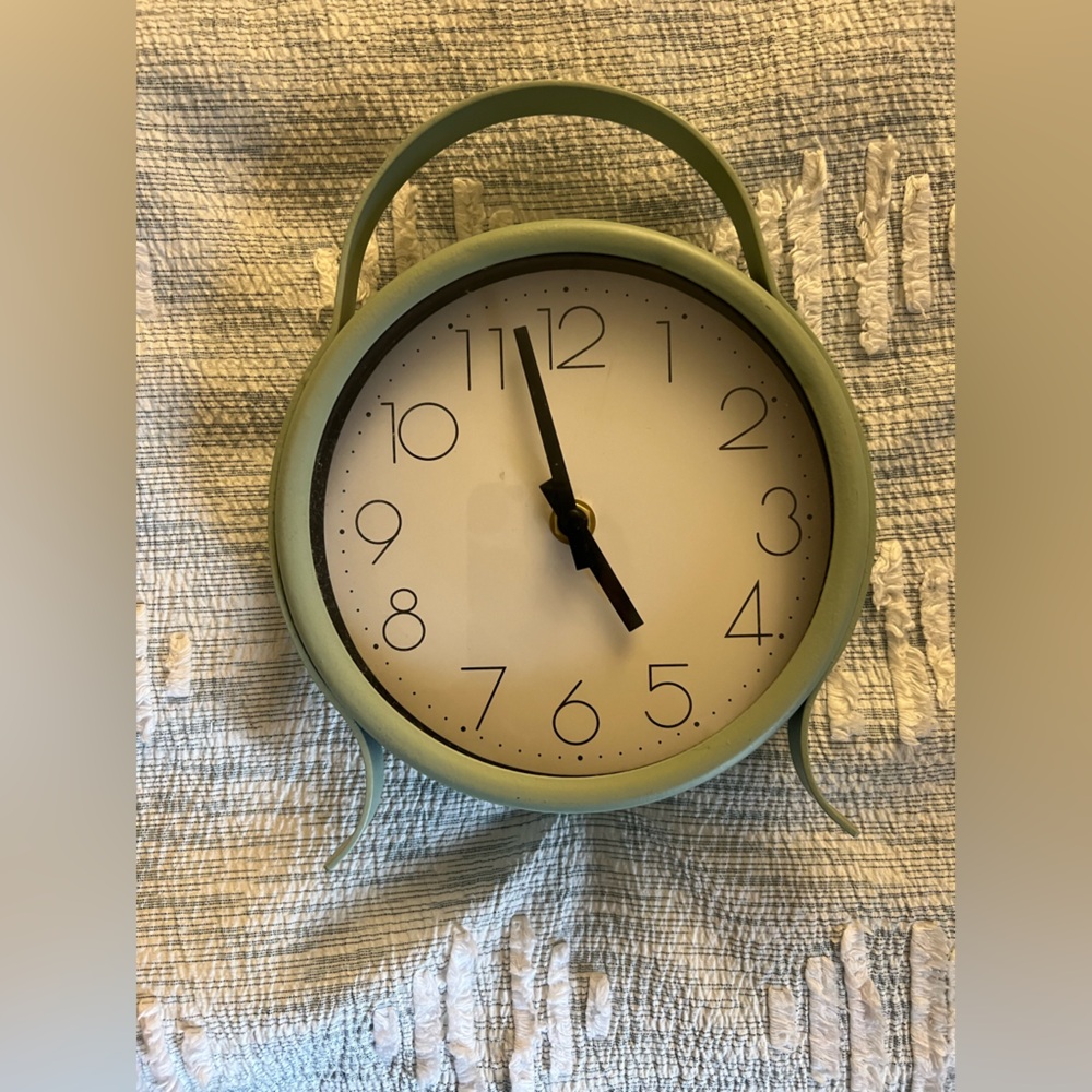 Green Metal Clock - Minimalist Home Decor